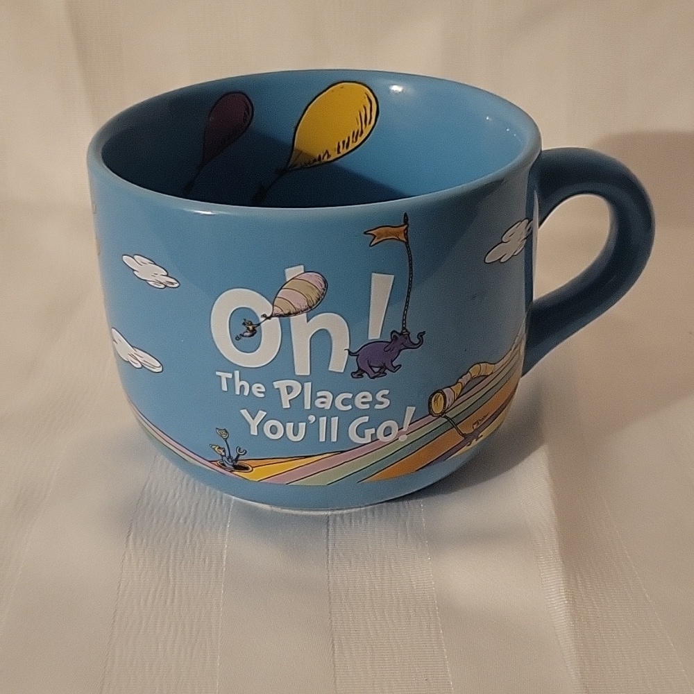 Dr. Seuss "Oh The Places You'll Go" Large Coffee Tea Mug Cup Blue 22 Oz, 2017